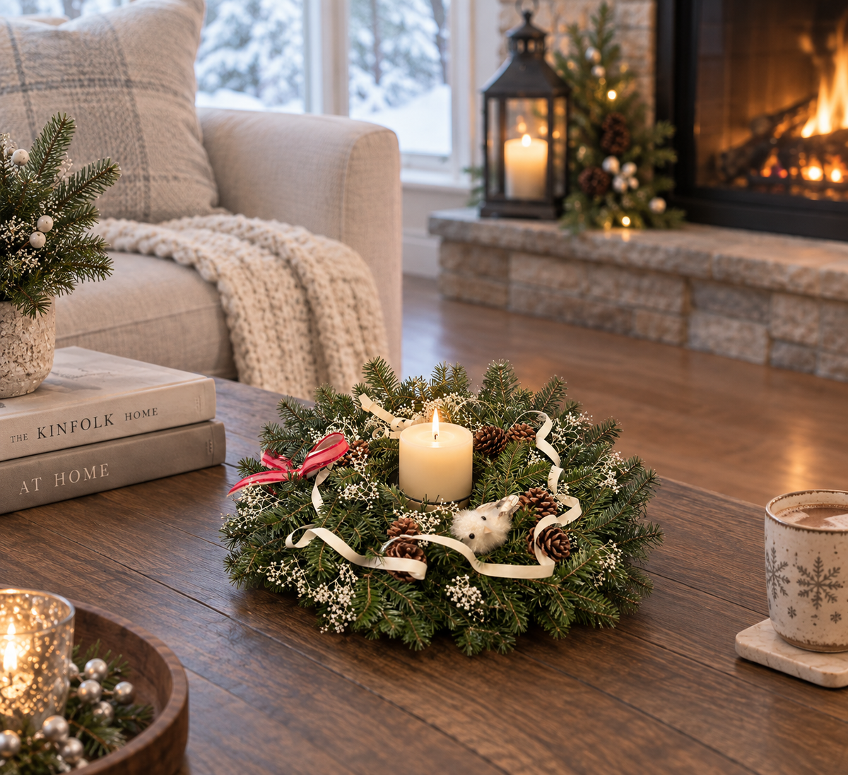 Snowbird of Hope and Peace Balsam Centerpiece