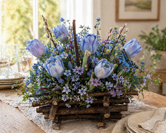 Floral Log Basket