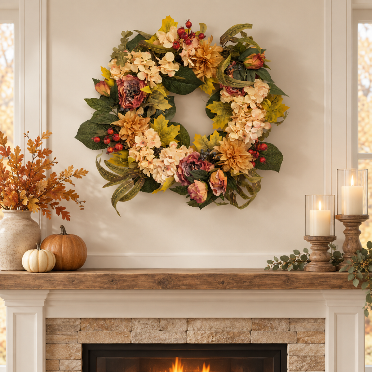 Autumn Hydrangea & Dahlia Wreath