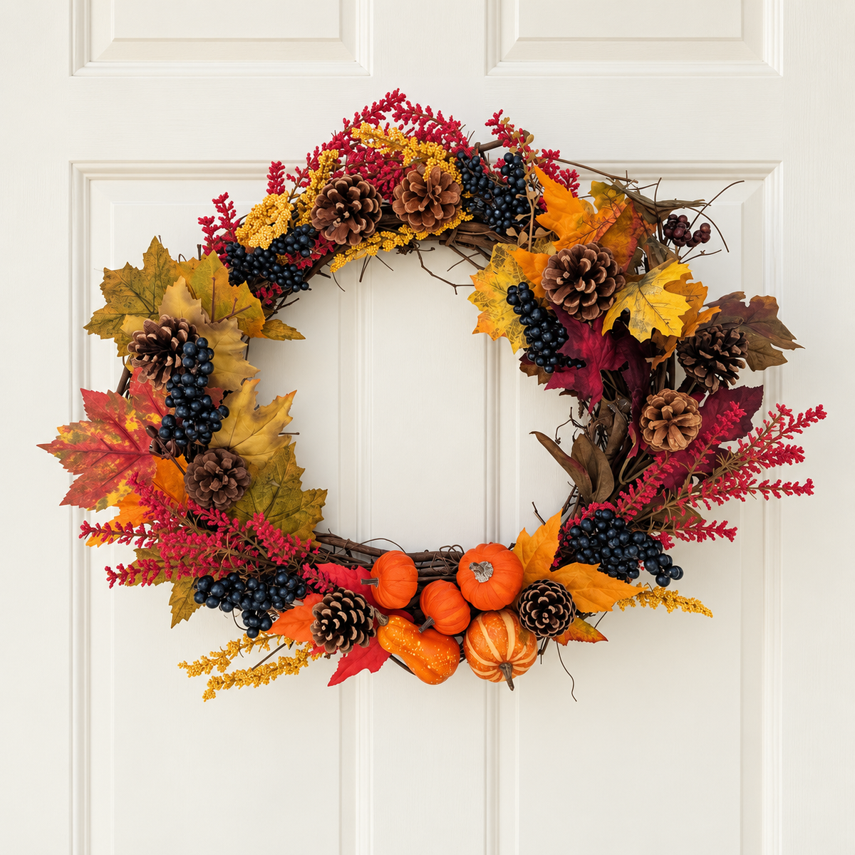 Rustic Pumpkin & Pinecone Fall Wreath