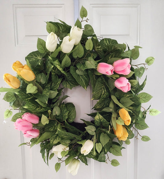 Tulip & Greenery Wreath