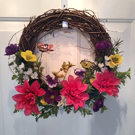 Butterfly Garden Grapevine Wreath
