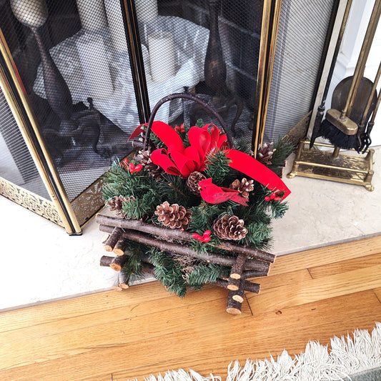 Cardinal and Pine Basket