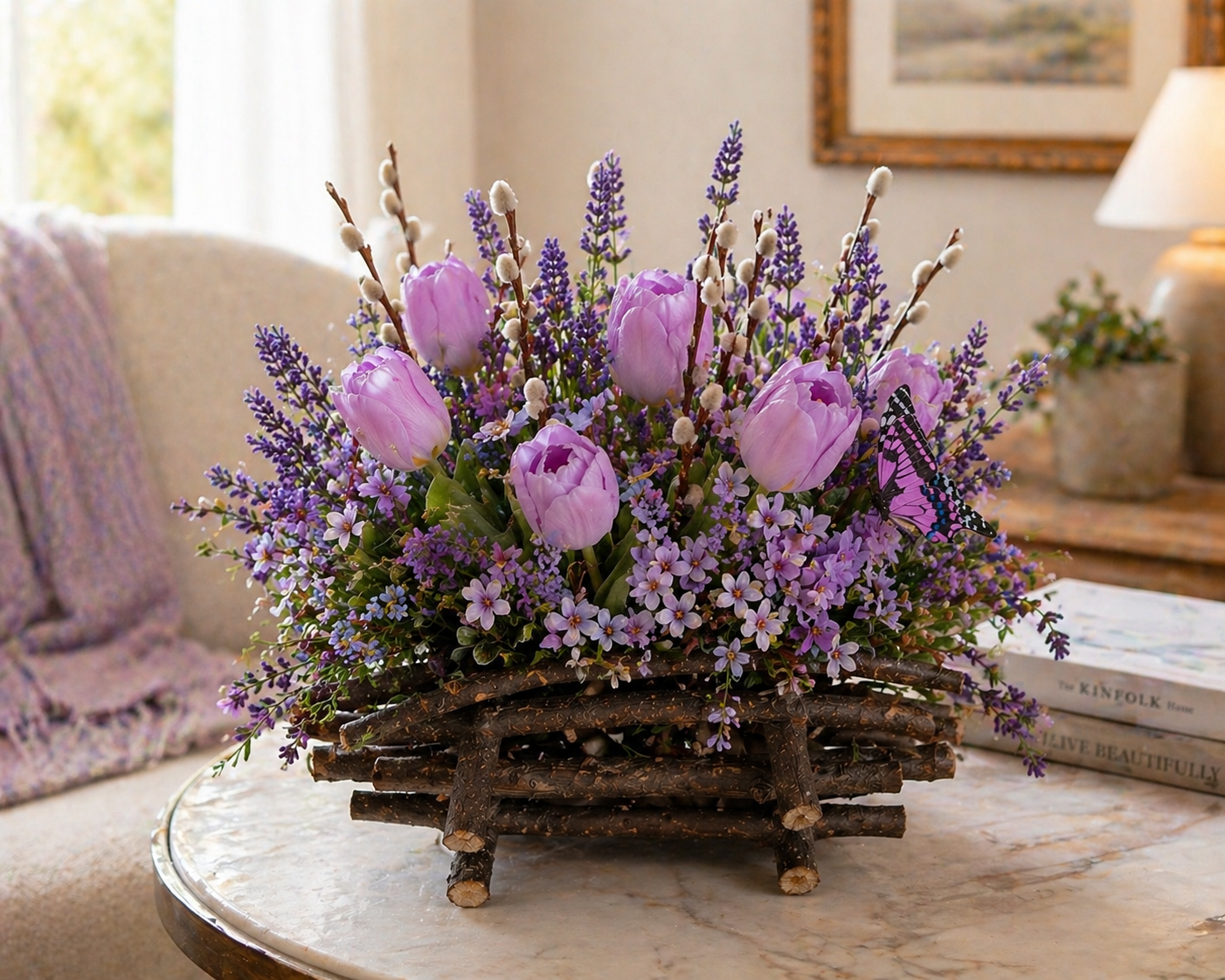 Floral Log Basket